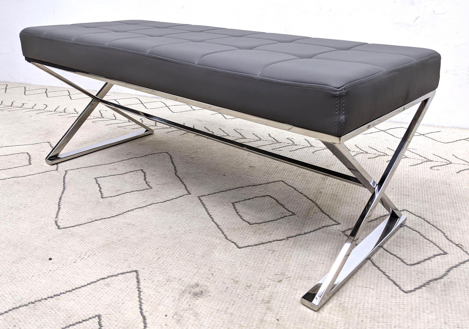 SAFAVIEH Contemporary Chrome Base Bench. X form base. (1 of 10)