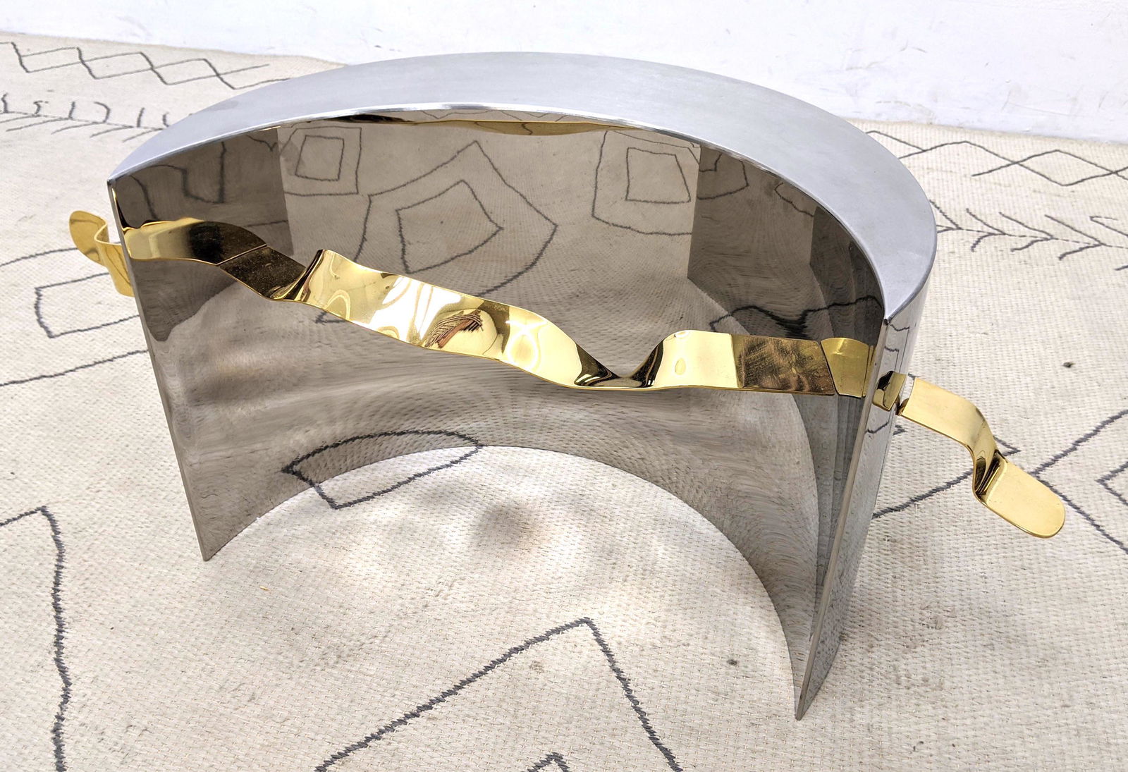 80s Modern Stainless Steel and Brass Table Table Base. (1 of 12)