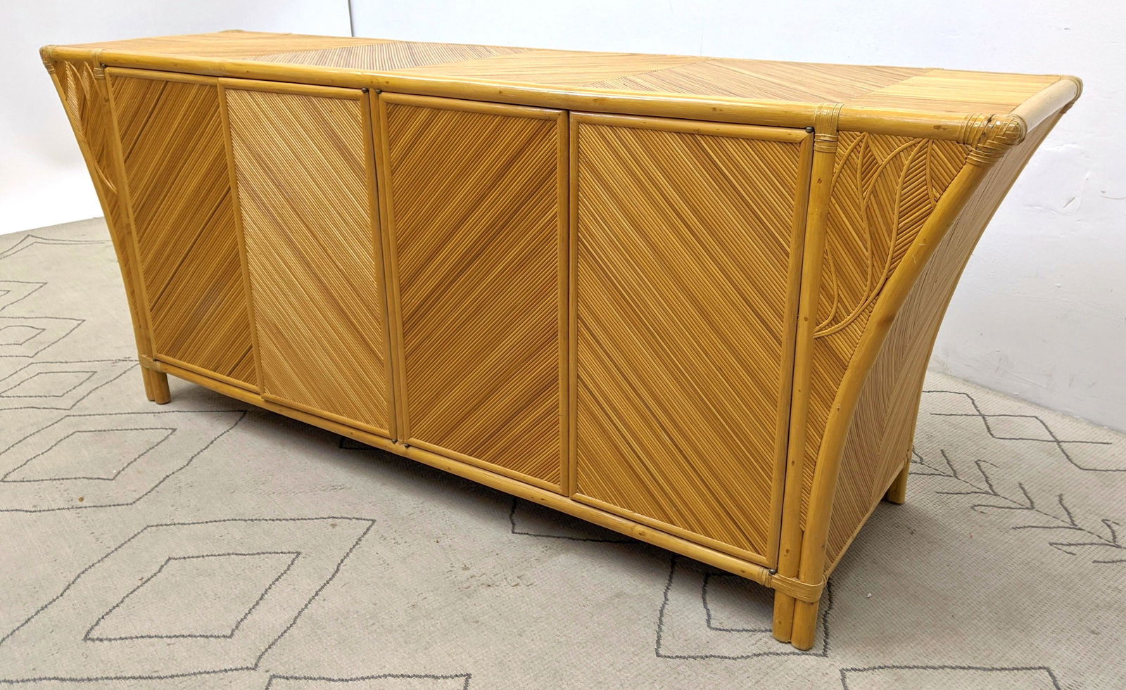 Miami Modern Rattan and Bamboo Sideboard Credenza. 4 Do (1 of 12)