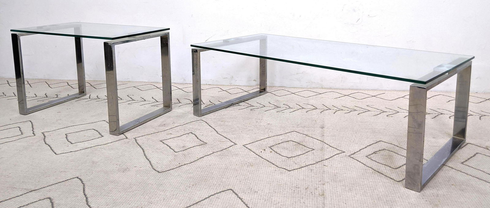 Contemporary Glass and Chrome Coffee Cocktail Table and (1 of 10)