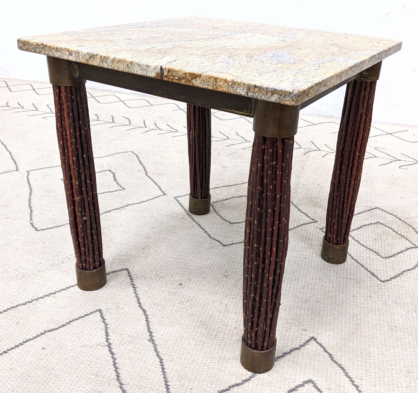Decorator Side Square Table.  Marble Top on metal frame (1 of 10)