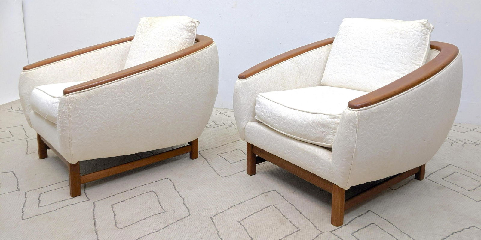 Pair Danish Modern Style Lounge Chairs with curved wood (1 of 15)