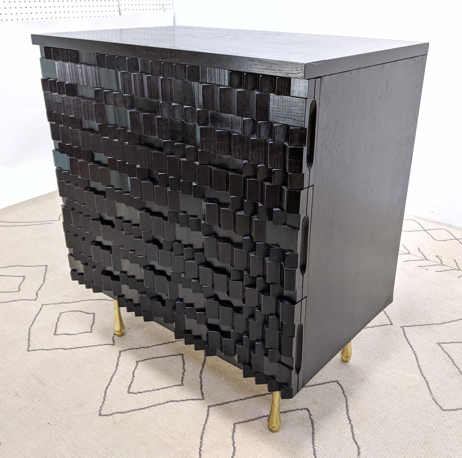 Dimensional Front Modernist Dresser Chest. Ebonized Bla (1 of 11)