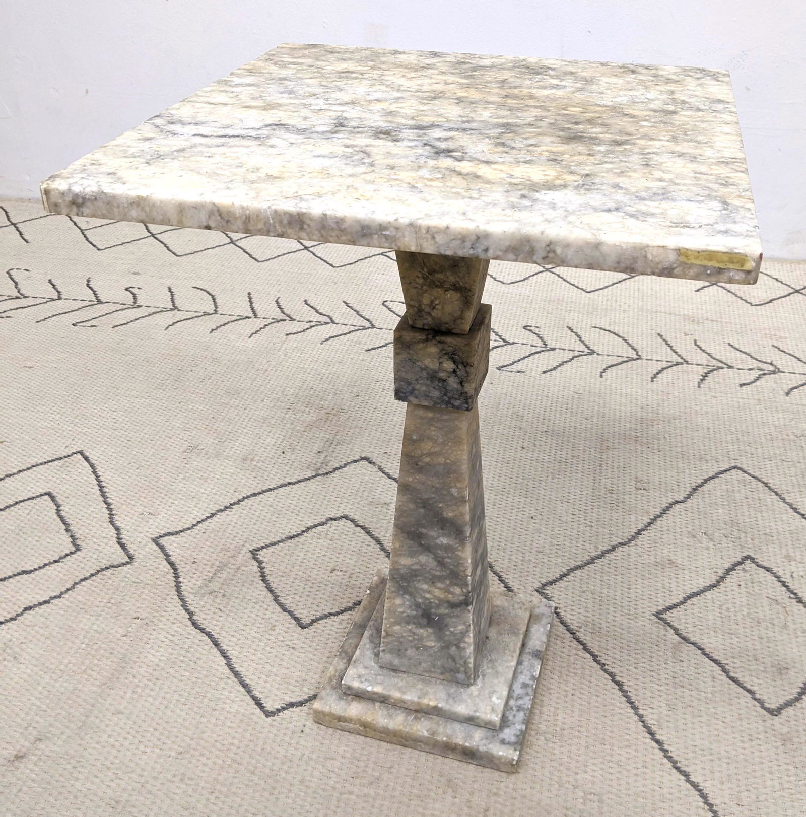 Decorative Marble Top Pedestal Table. Square top. (1 of 9)