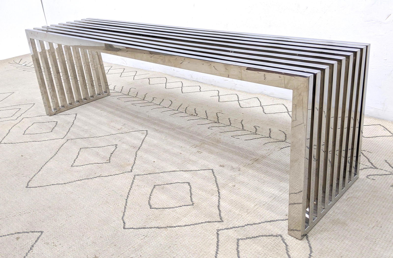 DIA Style Chrome Slat Bench.  Unmarked. (1 of 11)