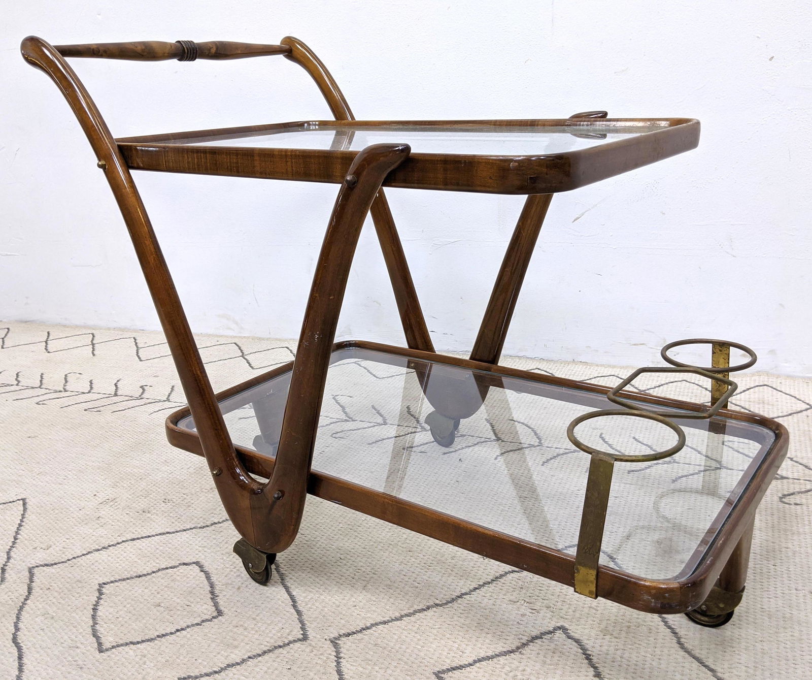 Italian Modern Bar Cart Server. Inset glass. CESARE LAC (1 of 15)