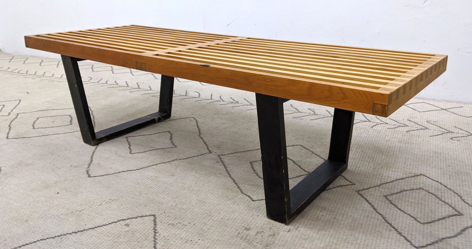 GEORGE NELSON Slat Bench HERMAN MILLER. Ebonized base. (1 of 10)
