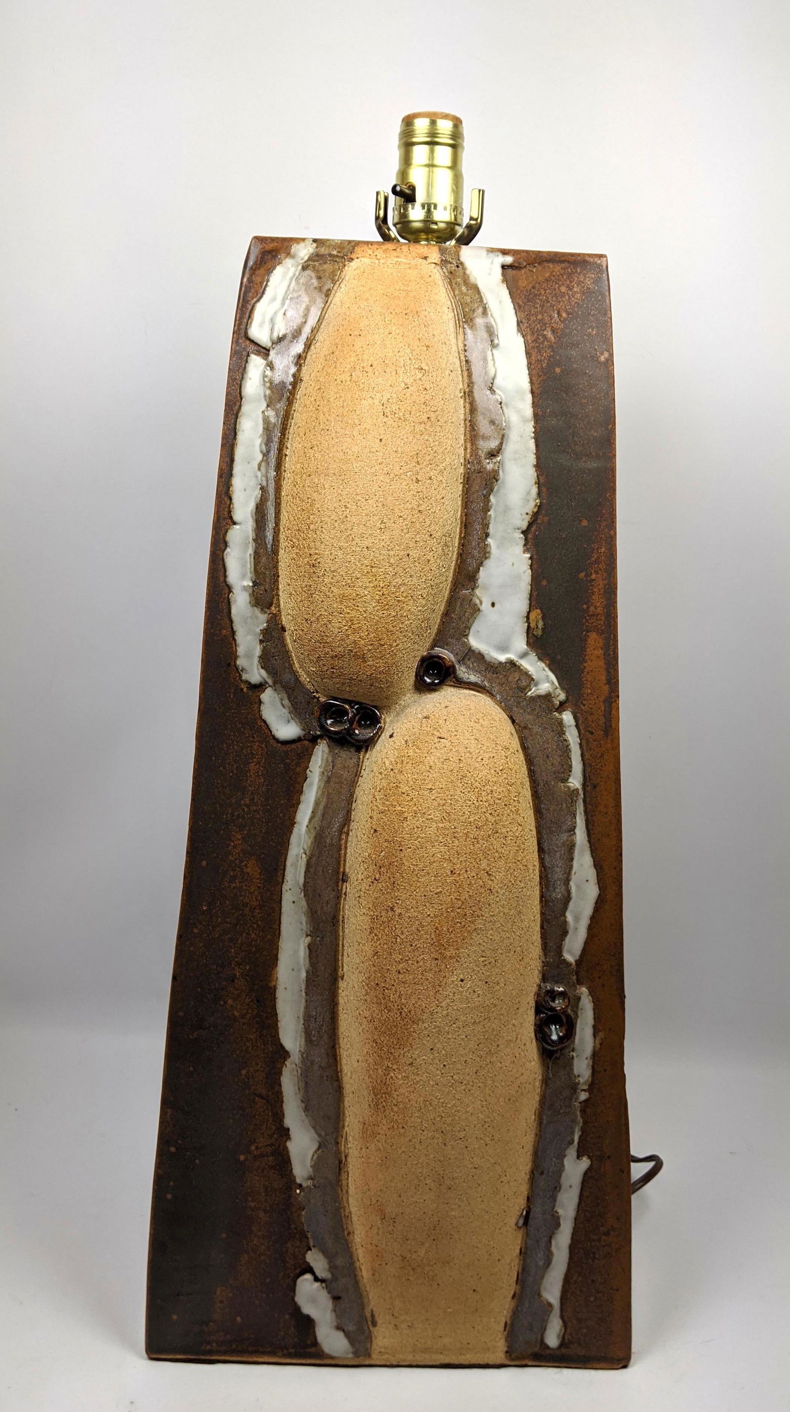 Artist Signed Art Pottery Table Lamp. Glazed and unglaz (1 of 11)