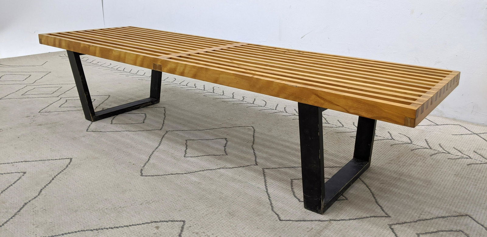 GEORGE NELSON Slat Bench HERMAN MILLER. Ebonized base. (1 of 13)