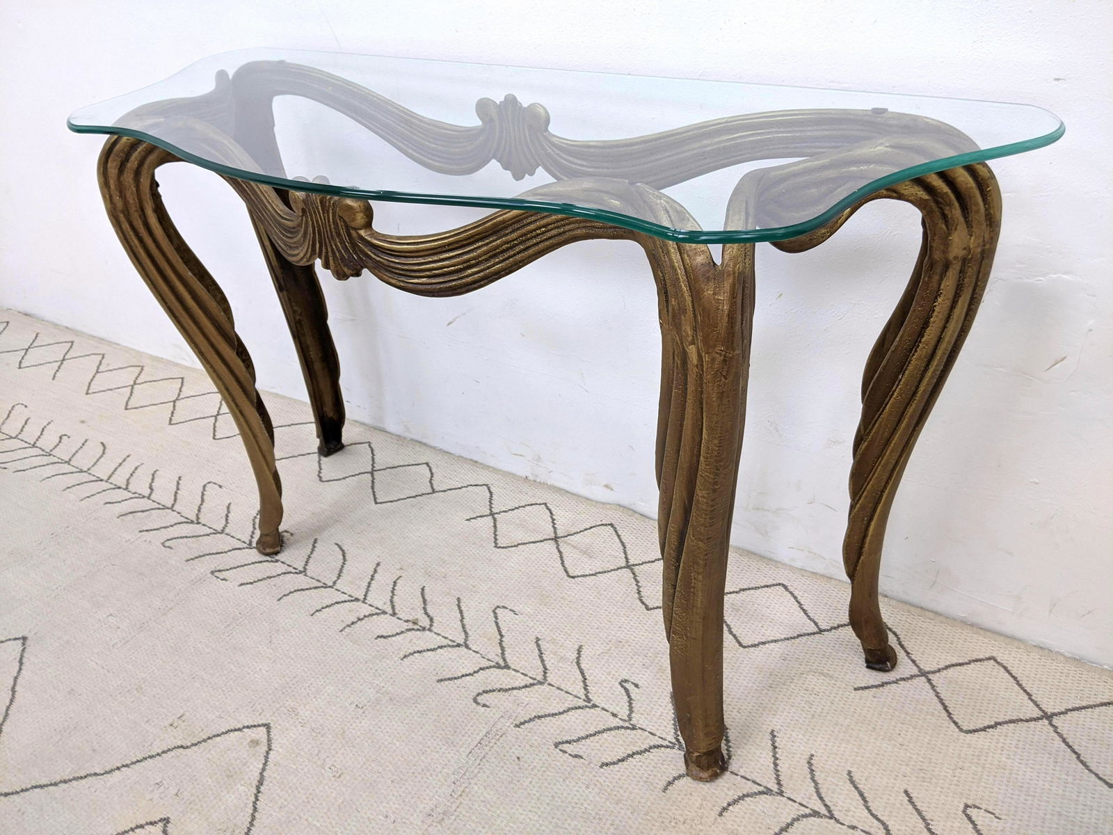 Decorator Cast Aluminum Console Hall Table with Gold Fi (1 of 11)