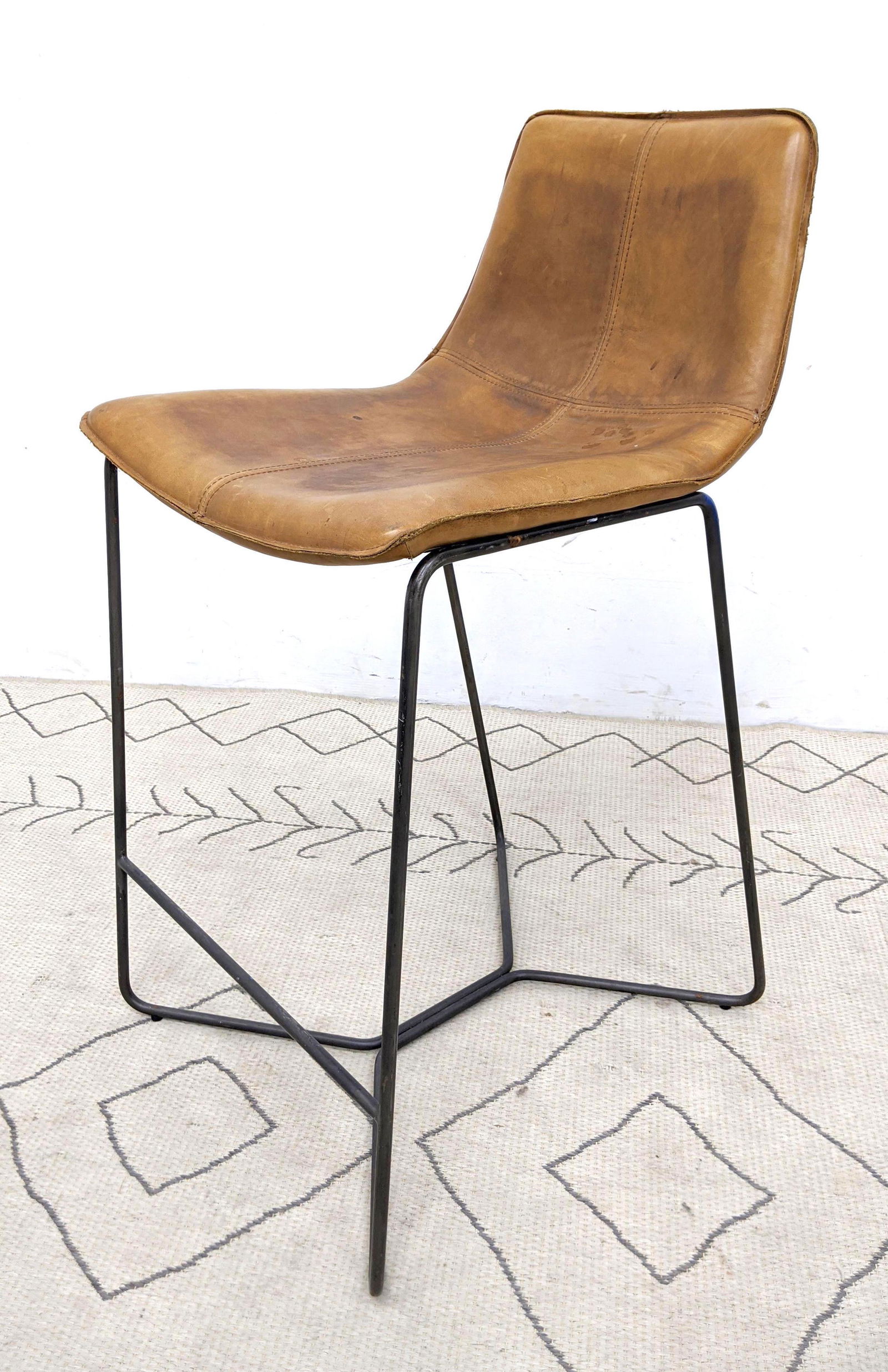 Leather and Iron Bar Stool. (1 of 9)