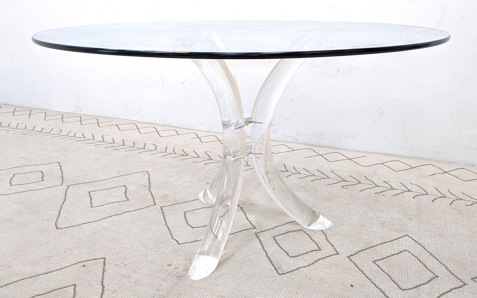 Hill Manufacturing Style Dining Table.  Glass top with (1 of 8)