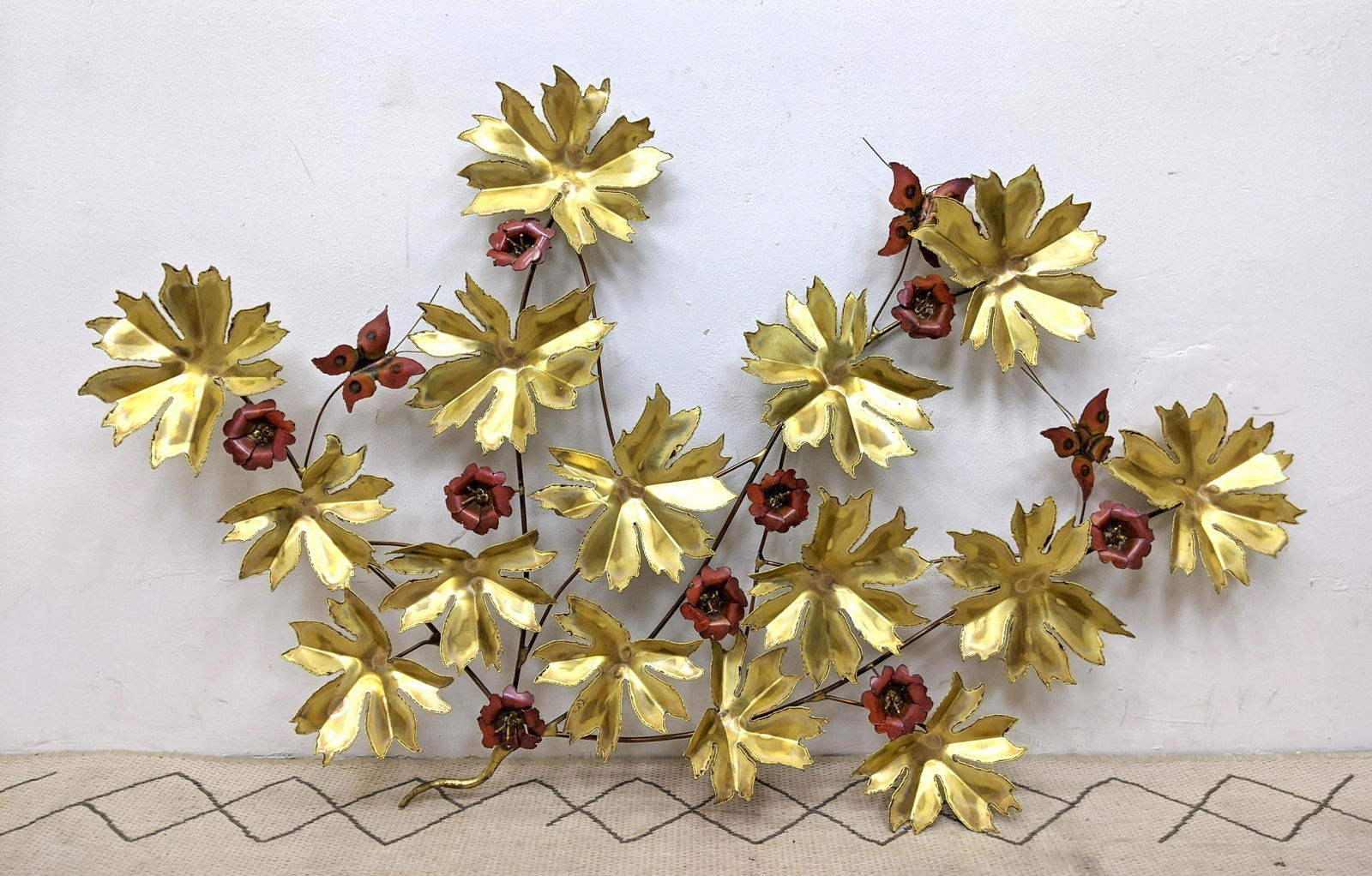 JOHN CODY Mixed Metal Wall Sculpture.  Floral with butt (1 of 9)