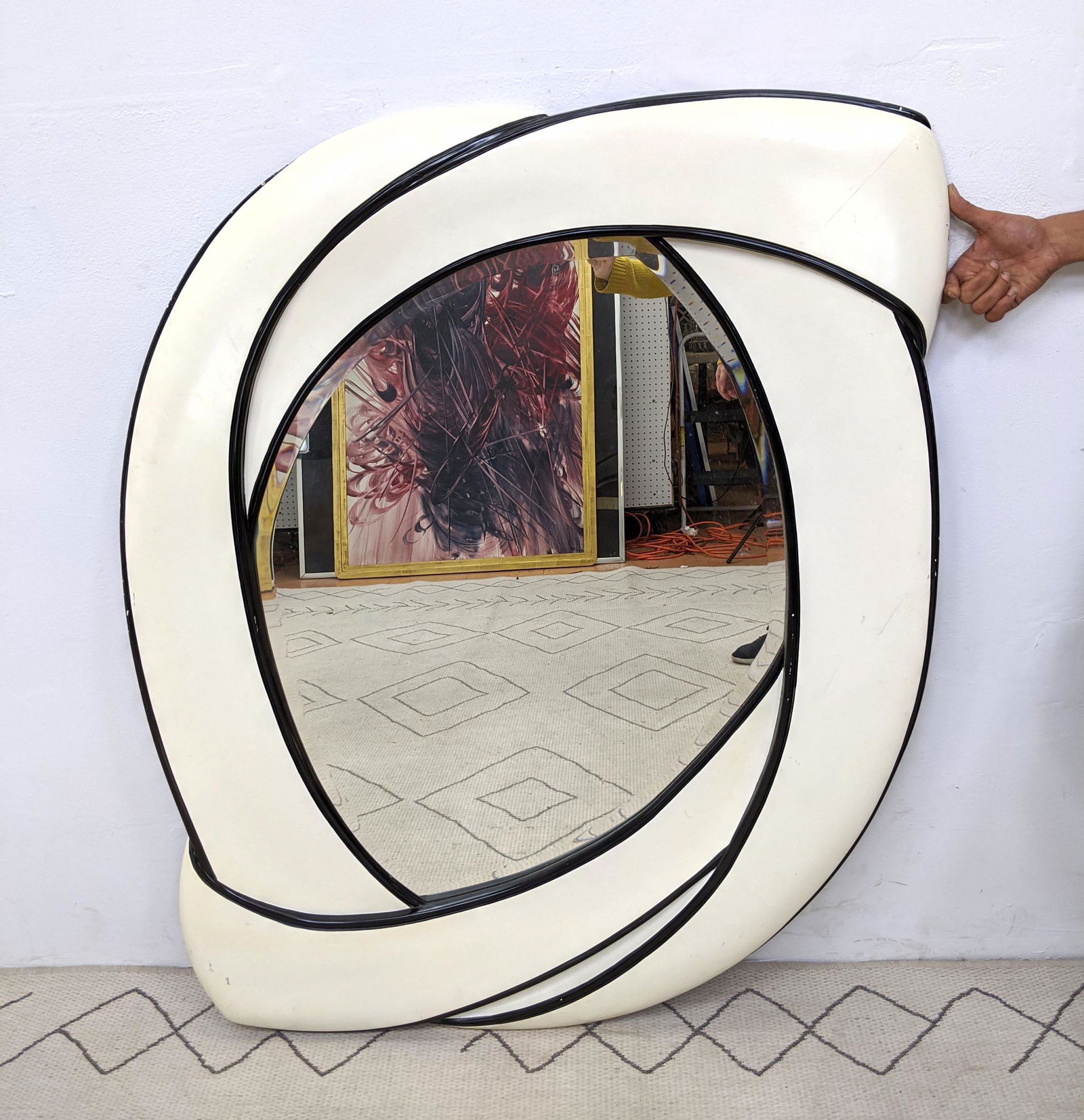 Modernist Black & White Framed Wall Mirror. (1 of 15)