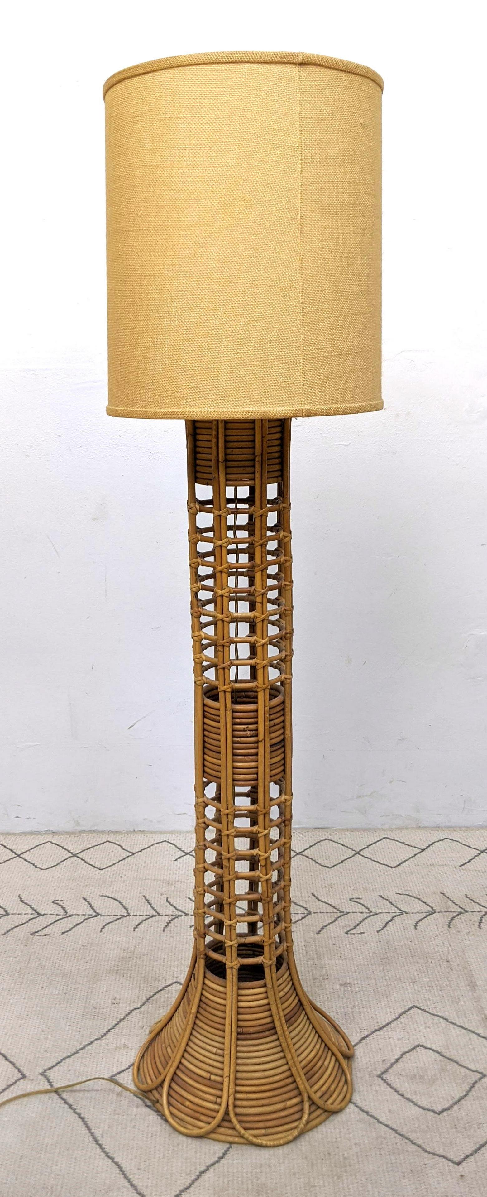 Miami Modern Bamboo Rattan Floor Lamp. (1 of 11)