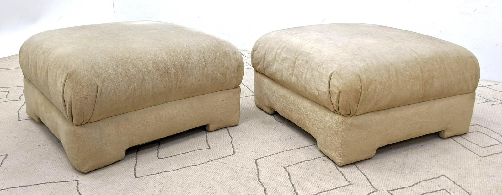 Pair Oversized Ottoman Stools. Fully upholstered. (1 of 12)