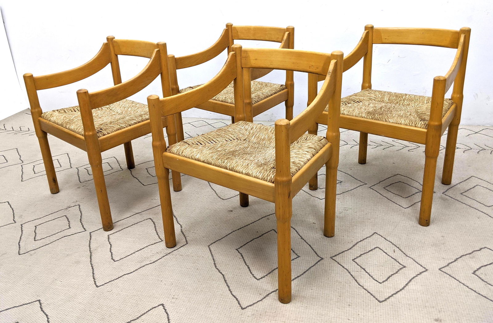 VICO MAGISTRETTI Carimate Chairs.  Set 4 Arm Chairs wi (1 of 12)