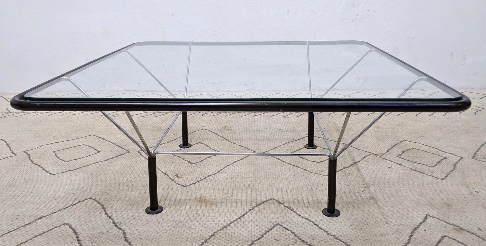 Italian Style Coffee Cocktail Table. Chrome rod and Bla (1 of 13)