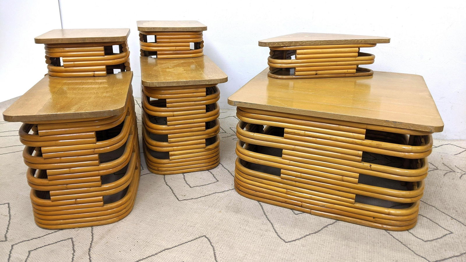 3pcs PAUL FRANKL  Bamboo Rattan Tables. (1 of 20)