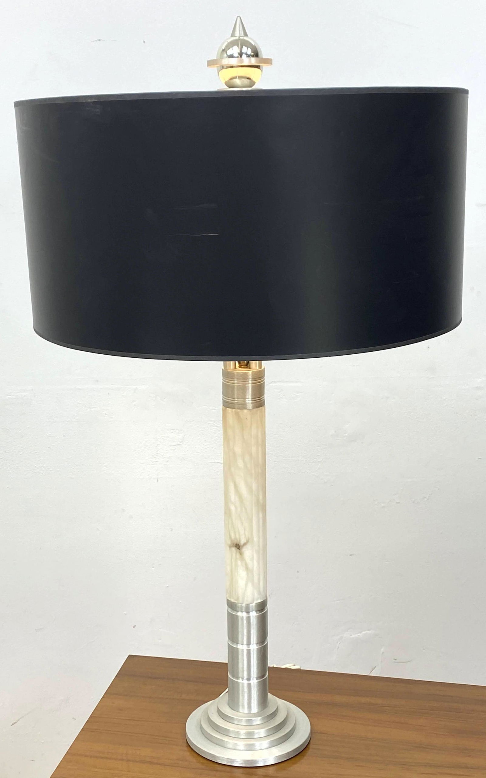 Tall turned Aluminum Column Floor Lamp. Art Deco style. (1 of 9)