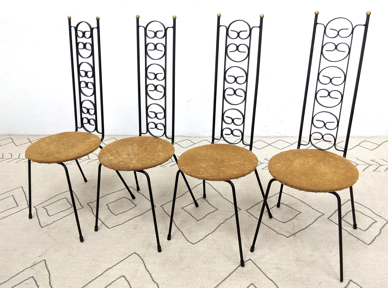 Set 4 Tall Back Iron Cafe Chairs.  Decorative backs. (1 of 9)