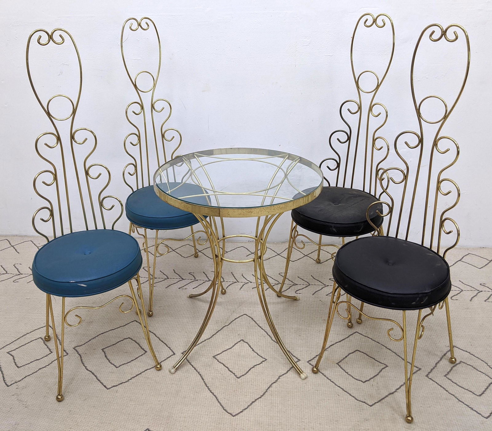 50s Modern Cafe Dining Set with Tall Back Chairs. Glass (1 of 17)