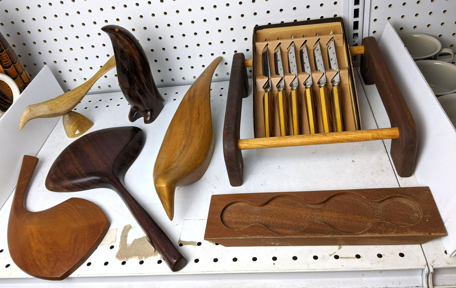 Wood ware lot, Artisan  hand Mirrors, Birds, Penguin (1 of 13)