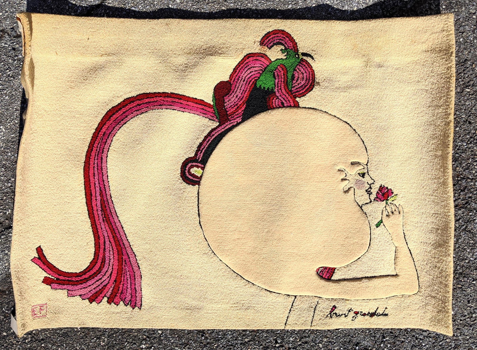 3'6x5' Edward Fields BURT GROEDEL Carpet Rug "Lady Wort (1 of 13)