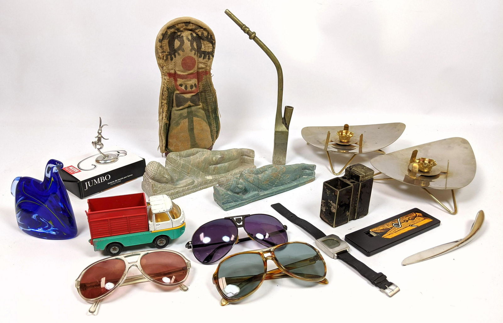 Shelf Lot: Lot of Sunglasses, Kosta Boda, carved stone (1 of 16)