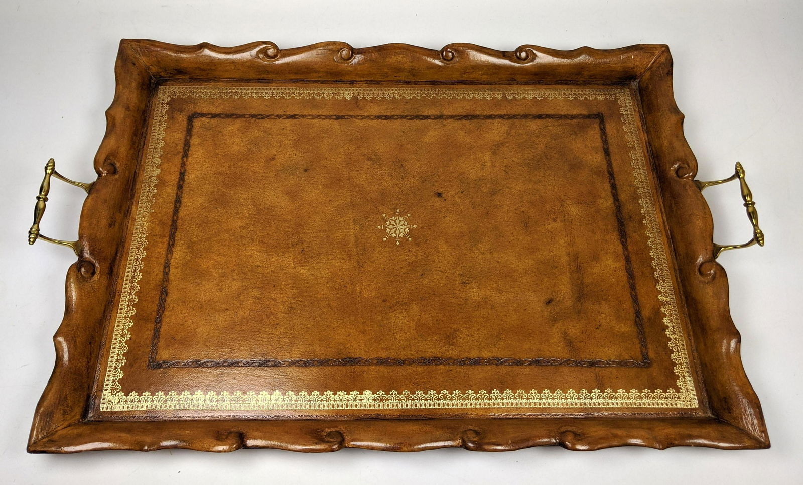 MAITLAND SMITH Serving Tray.  Tooled Leather. (1 of 7)