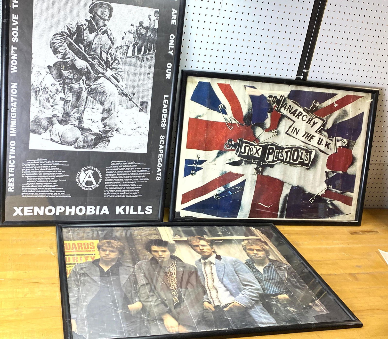3 Framed Posters. Sec pistols, xenophobia (1 of 5)