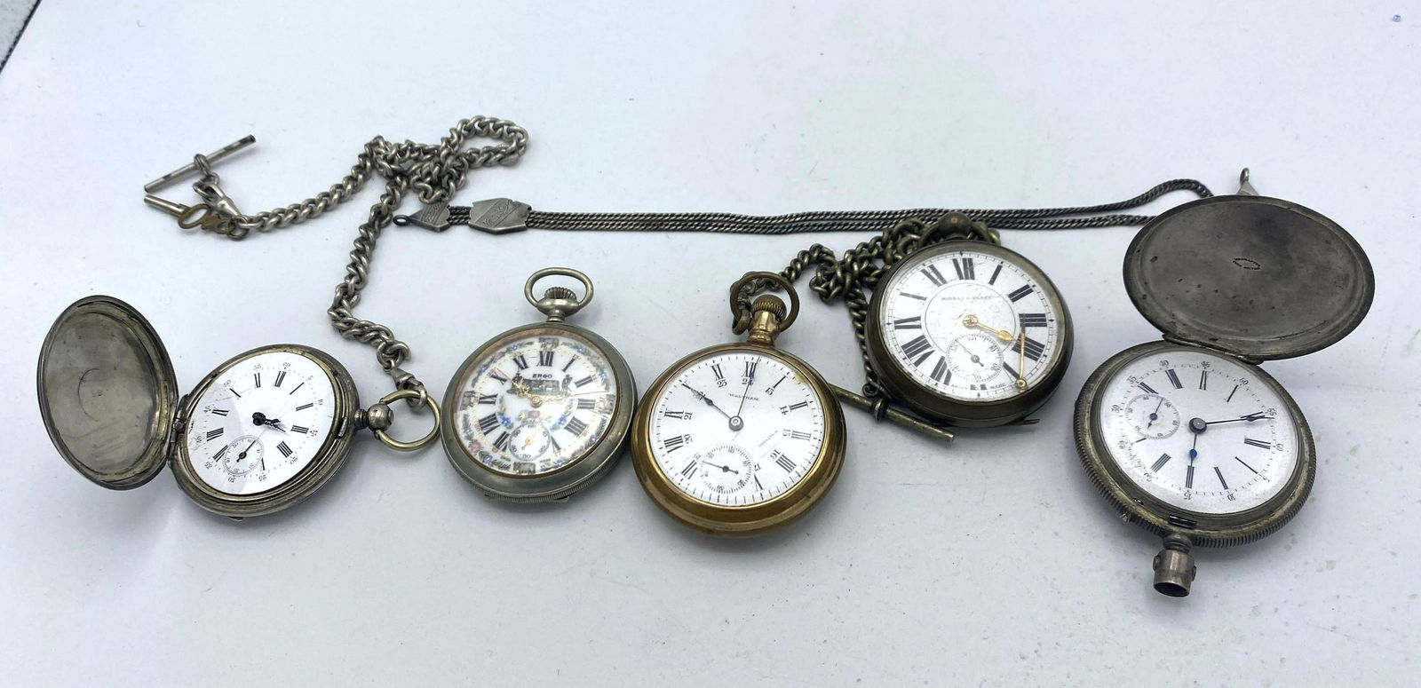 5pcs Antique Pocket watches. Coin silver etc. (1 of 11)