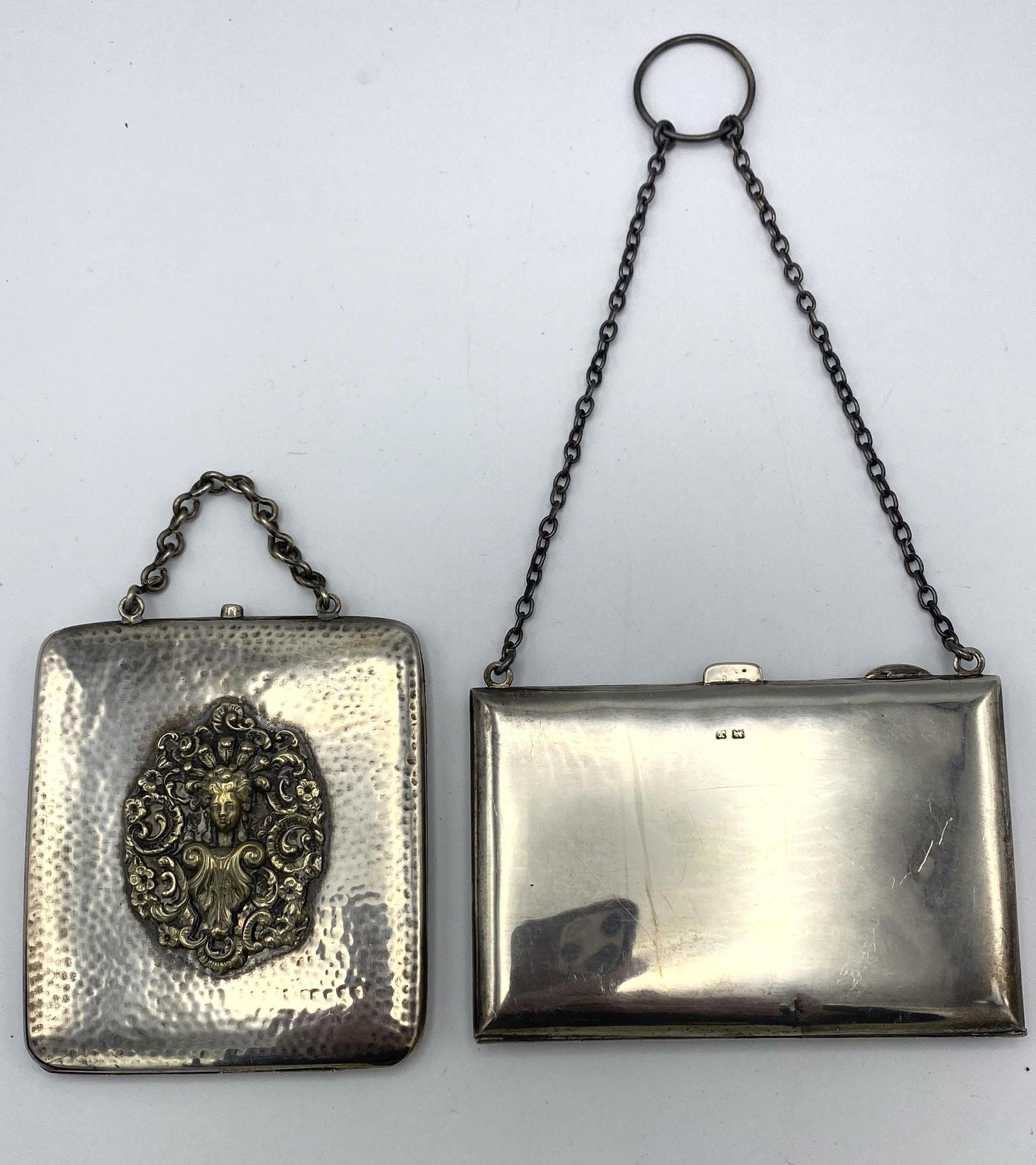 2pcs Sterling Boxes. Art Nouveau Figural hammered cigar (1 of 10)