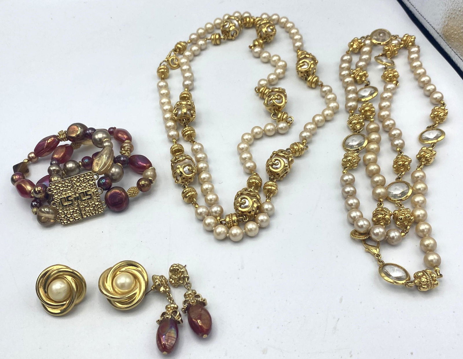 7pc Costume Jewelry lot. All ST JOHN. Two Pearl necklac (1 of 5)
