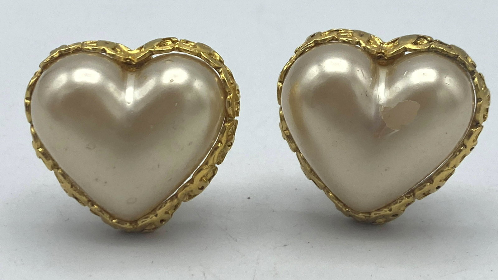 Pair CHANEL Heart Shaped Earrings. Made in France. (1 of 7)