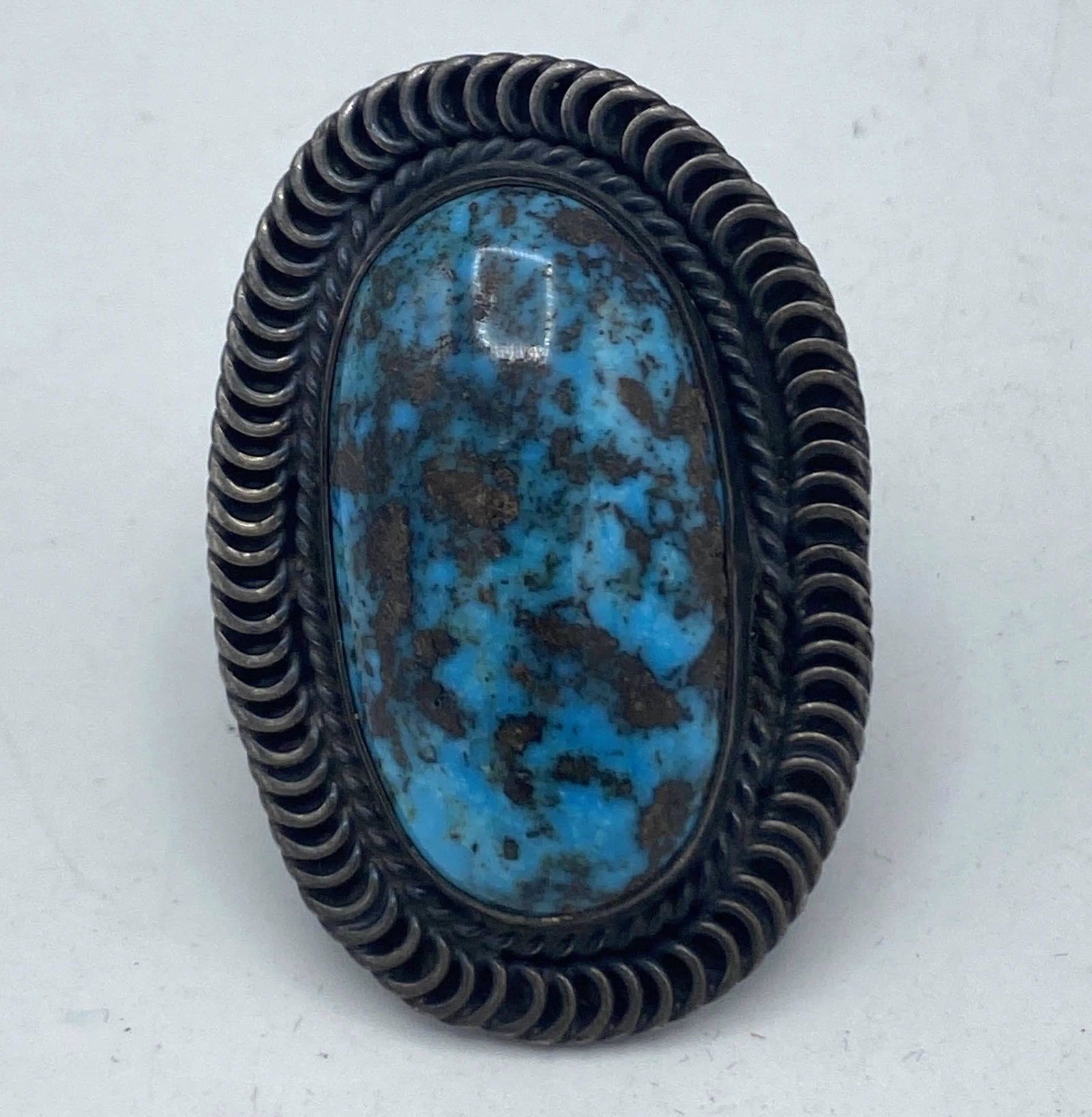 American Indian Silver and Turquoise Nugget Ring. (1 of 5)
