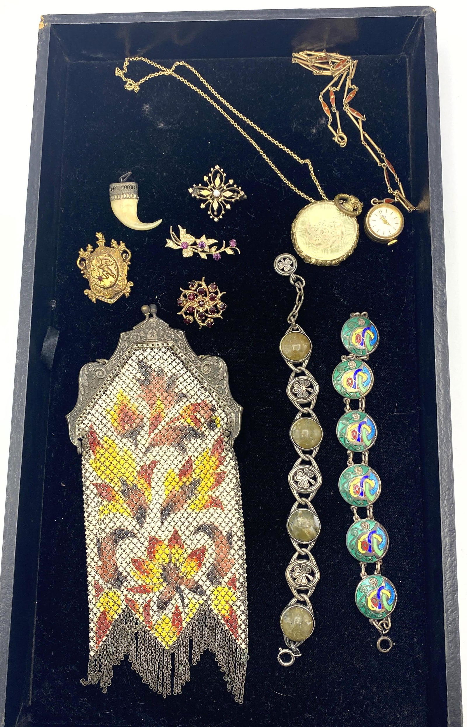 Mixed lot Vintage Jewelry and Mesh Purse. Enamel Bracel (1 of 16)