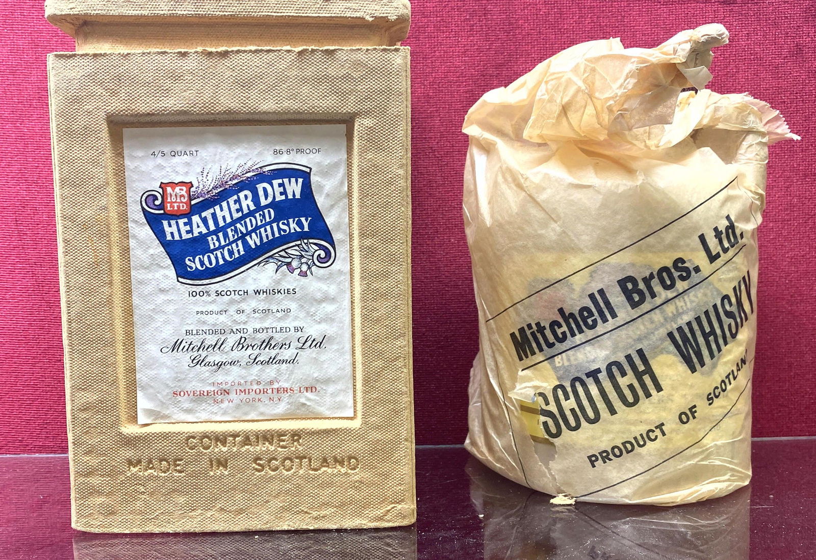 Vintage 4/5 qt Mitchell HEATHER DEW blended Scotch Whis: Vintage 4/5 qt Mitchell HEATHER DEW blended Scotch Whisky Whiskey Sealed.-- Dimensions: ---