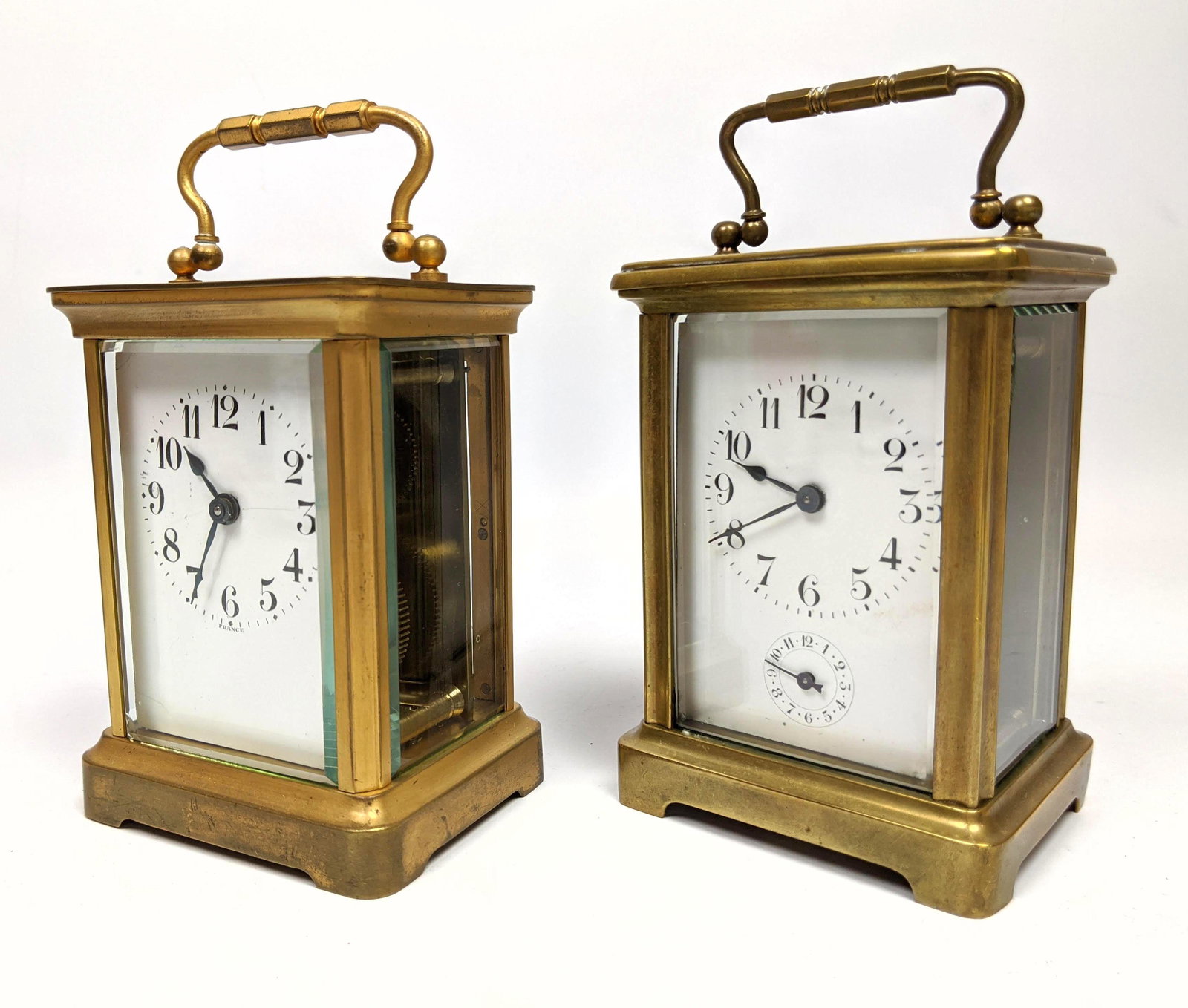 2pcs French Brass and Glass Carriage Clocks. 1 with bel (1 of 10)