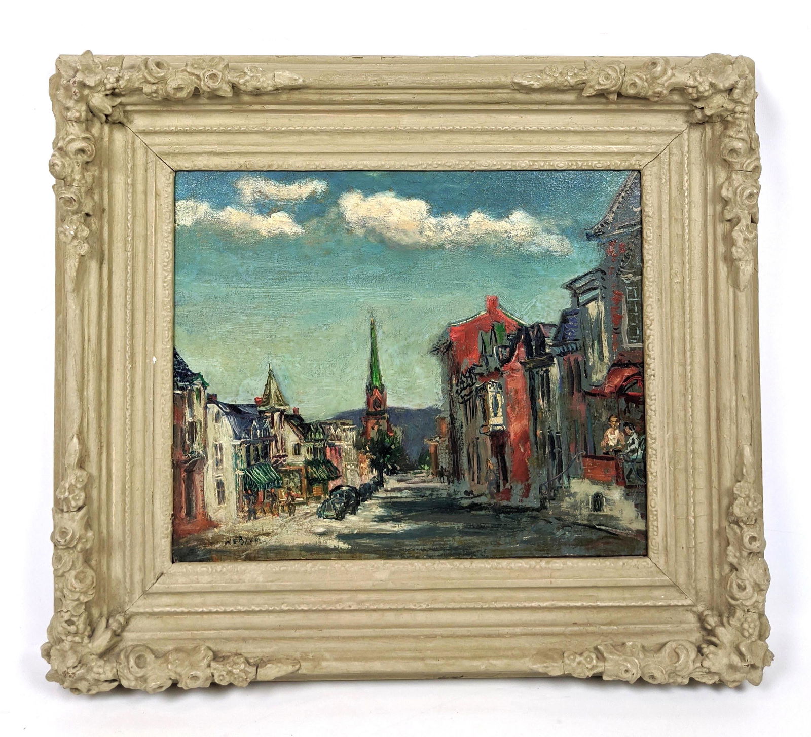 Walter Emerson Baum Oil Painting. Sketch the Avenue.: Walter Emerson Baum Oil Painting. Sketch the Avenue. -- Dimensions: Image Size: H: 10.25 inches: W: 12.5 inches -- FRAME SIZE: Frame Height 16.5 inches - Frame Width 19 inches ---