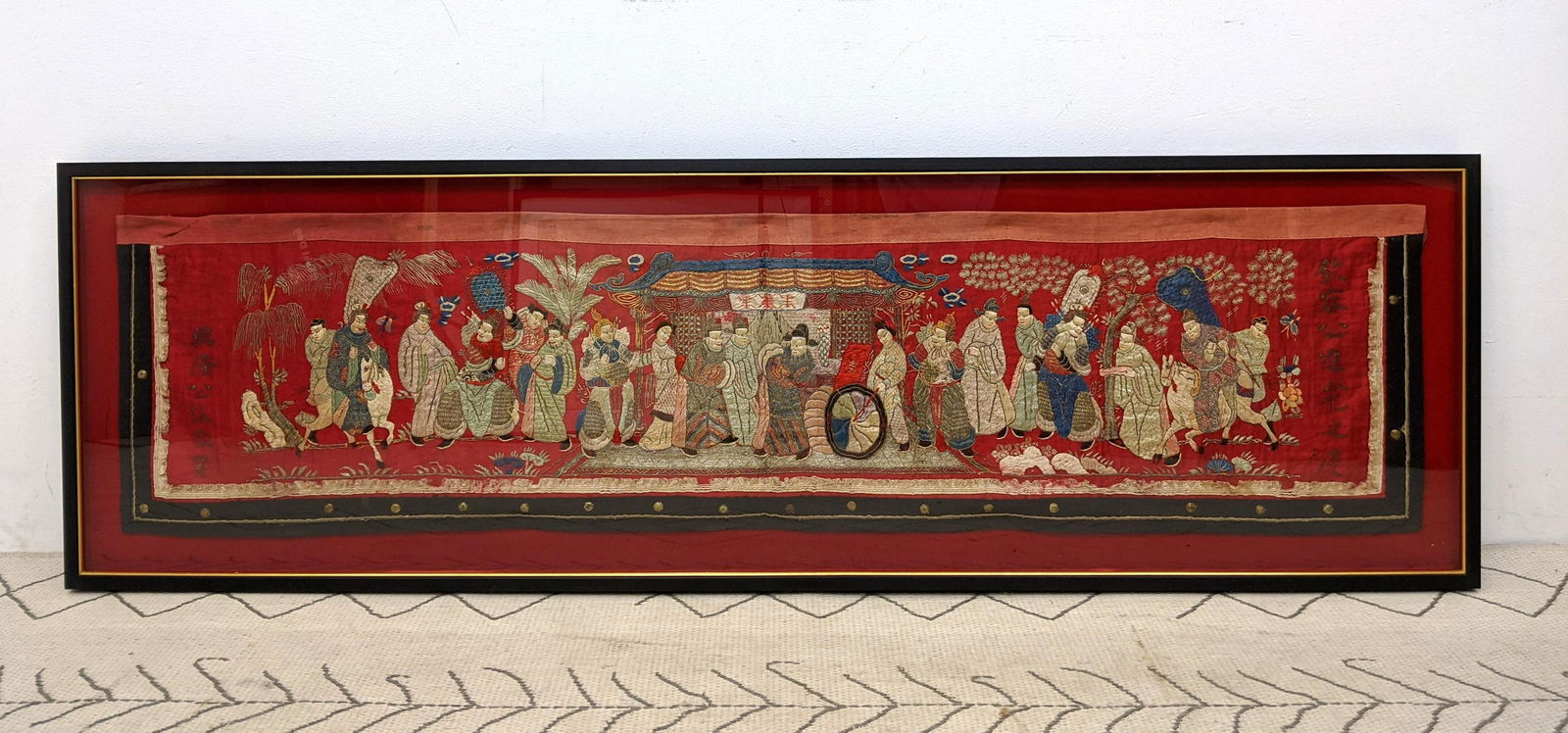 Asian Needlework on Silk. Long Panel decorated with Fig (1 of 16)