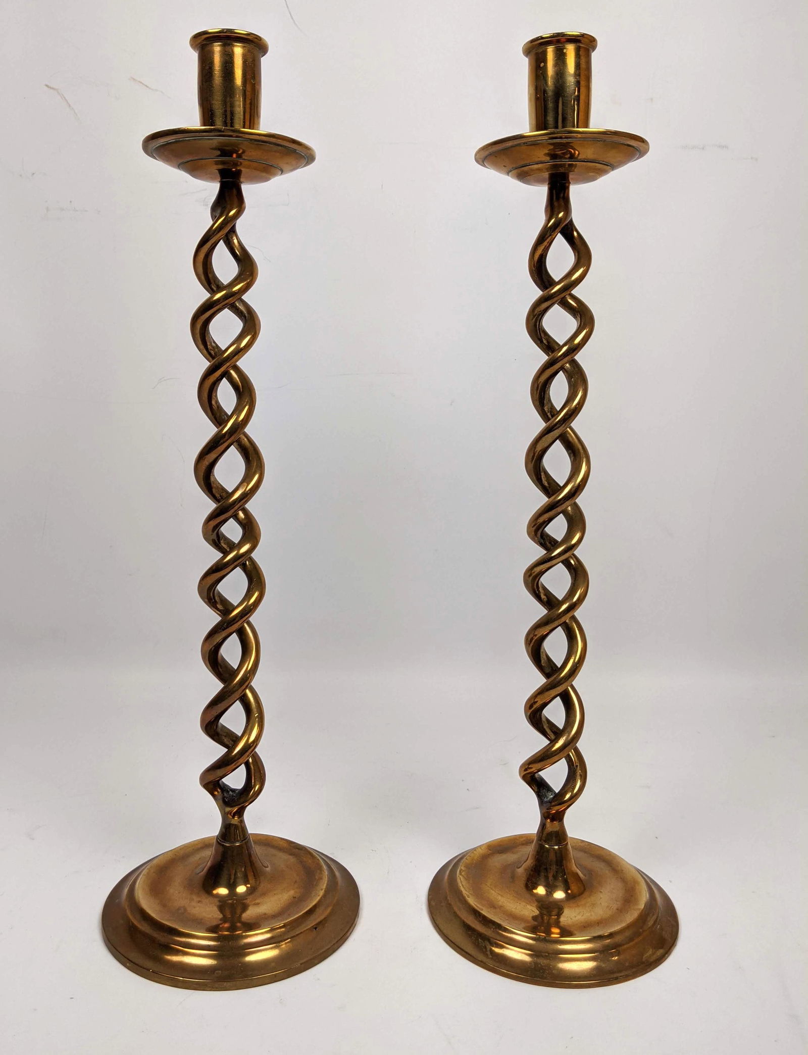 Pair English Brass Barley Twist Candle Sticks. Candlest (1 of 9)
