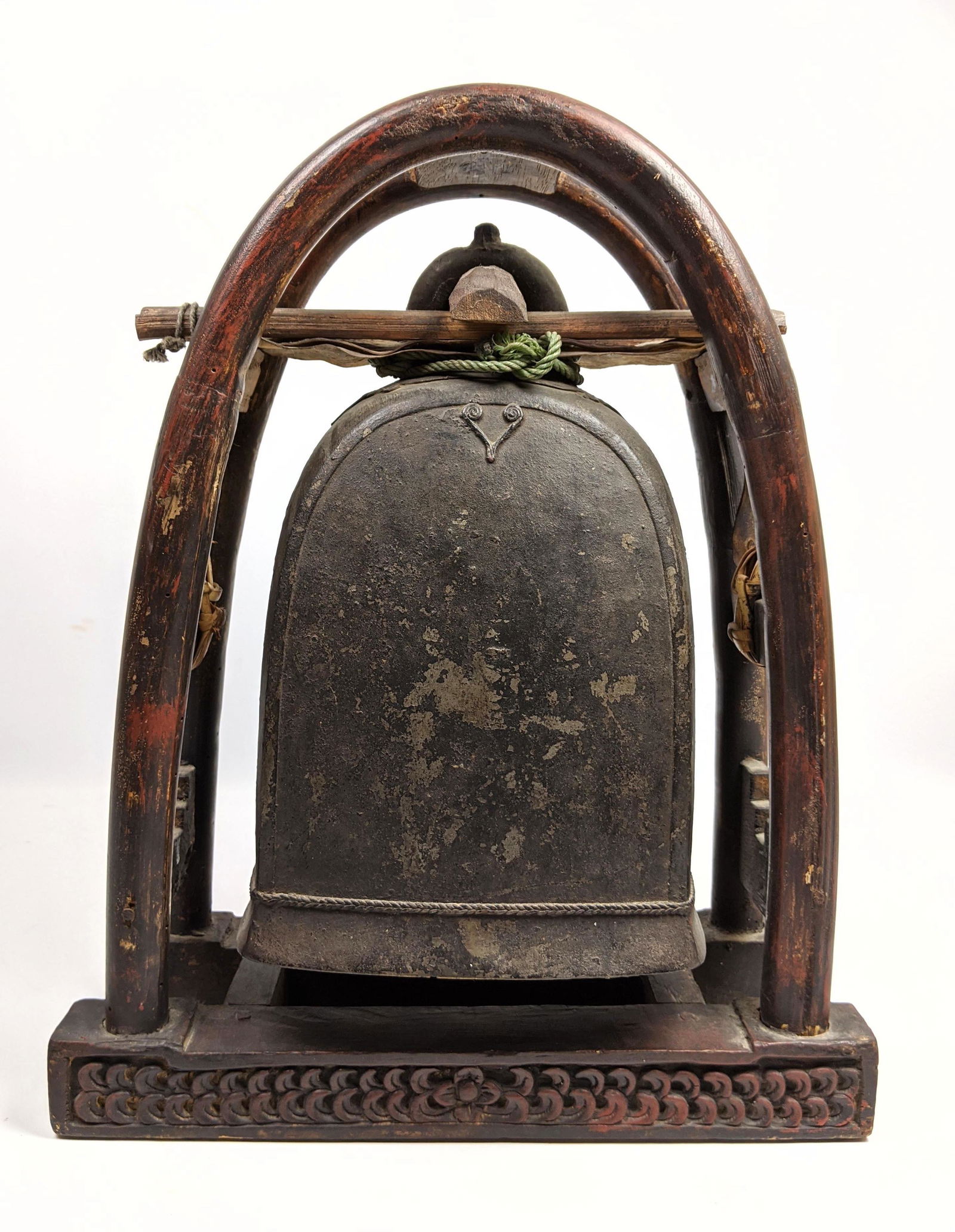 Buddhist Bronze Gong Bell on Wood Stand. (1 of 13)