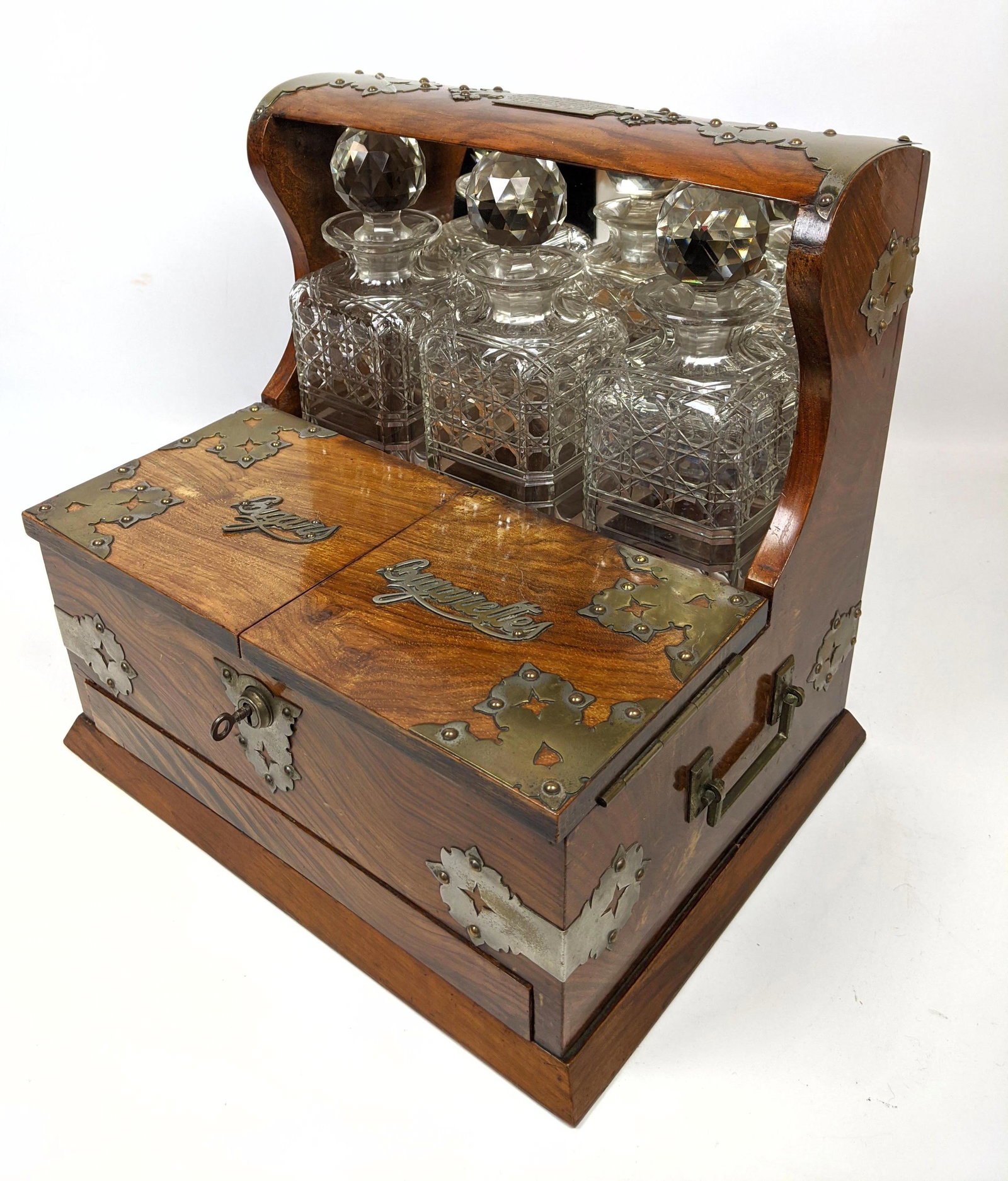 Antique Liquor Tantalus Vice Cabinet.  Liquor, Cigars, (1 of 15)