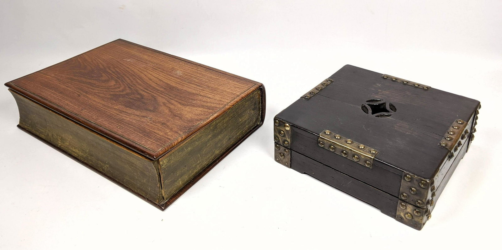 2 Vintage Wood Boxes.   1 with hidden key hole.  No Key (1 of 16)