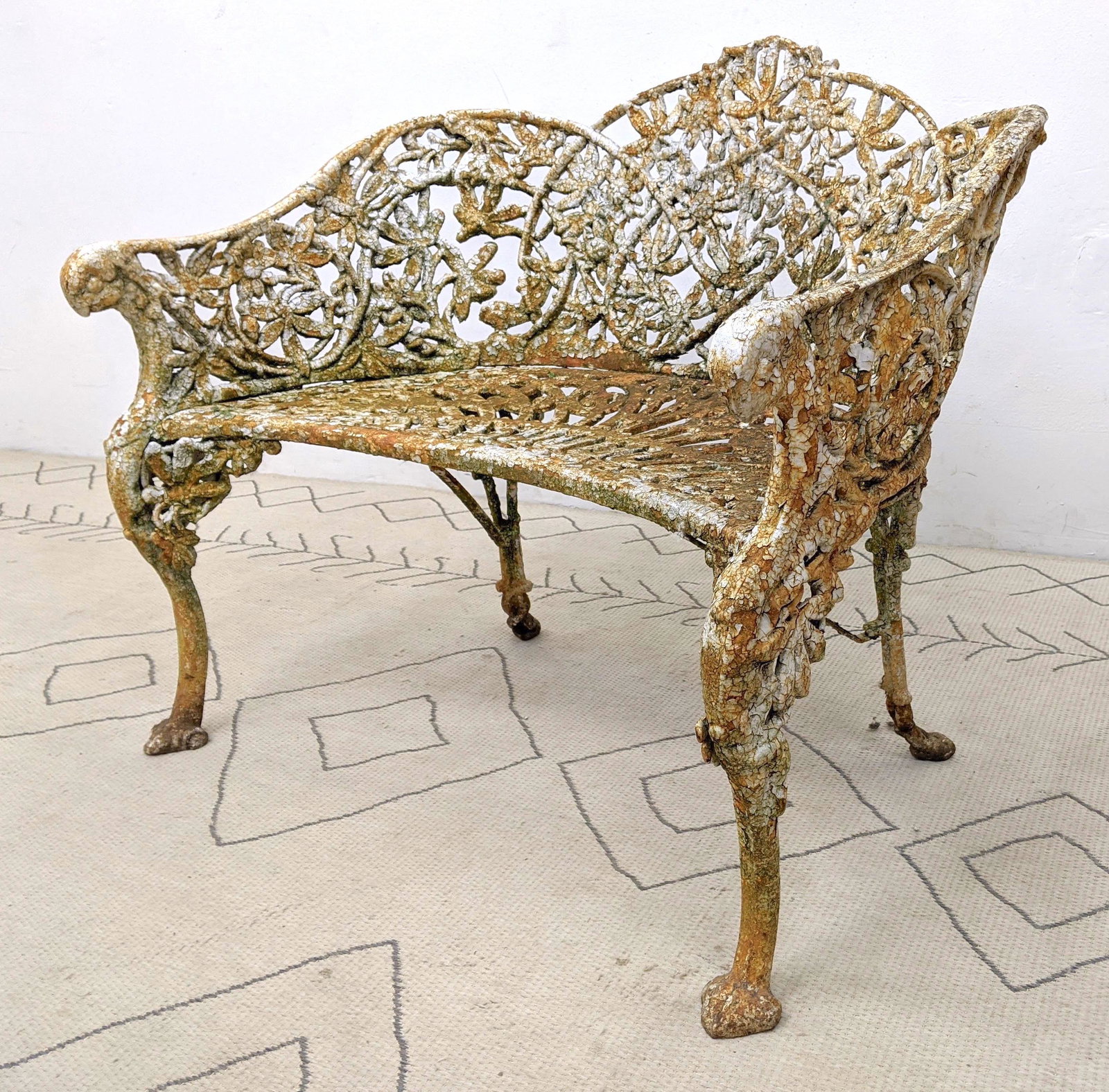 Antique Cast Iron Bench. Passion flower vine pattern. (1 of 10)