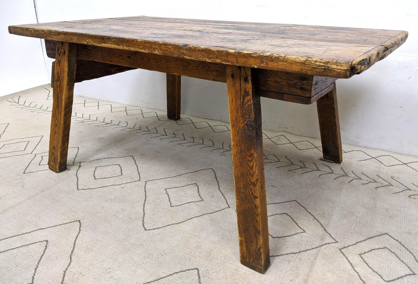 Good Antique Country Work Table with Angled Legs. Count (1 of 15)