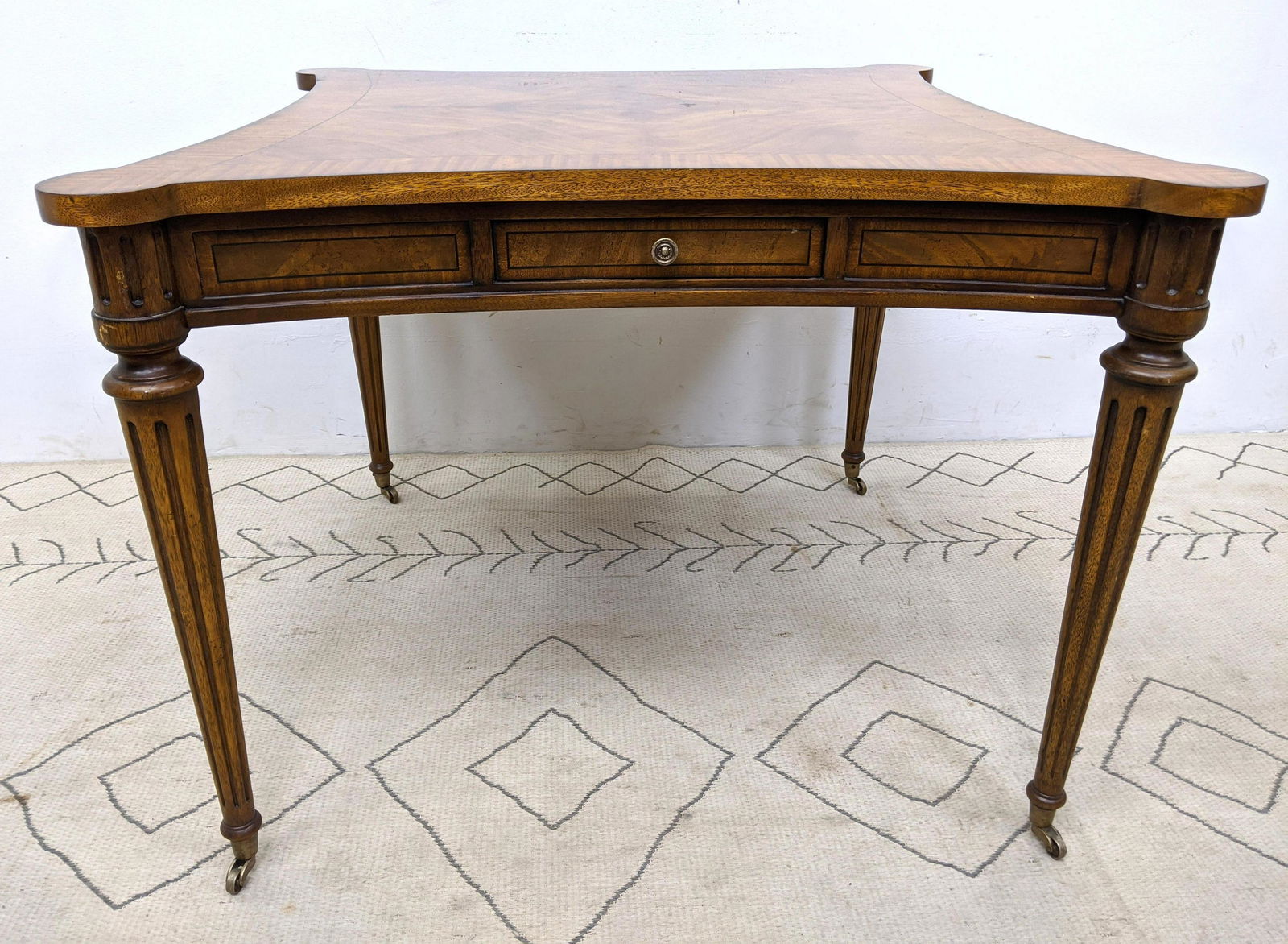 Large CENTURY Mahogany Game Table.  Shaped top with boo (1 of 19)