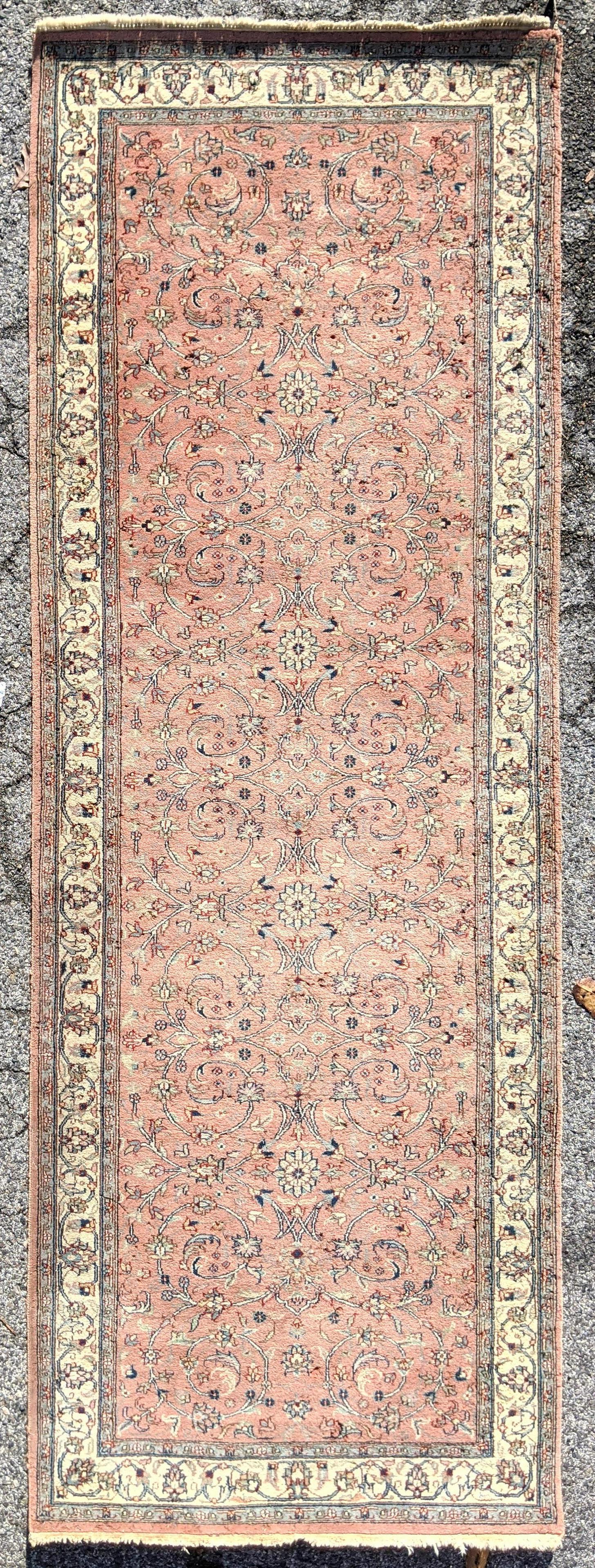 9'10x3'7 Pink Handmade Oriental Carpet Runner (1 of 8)