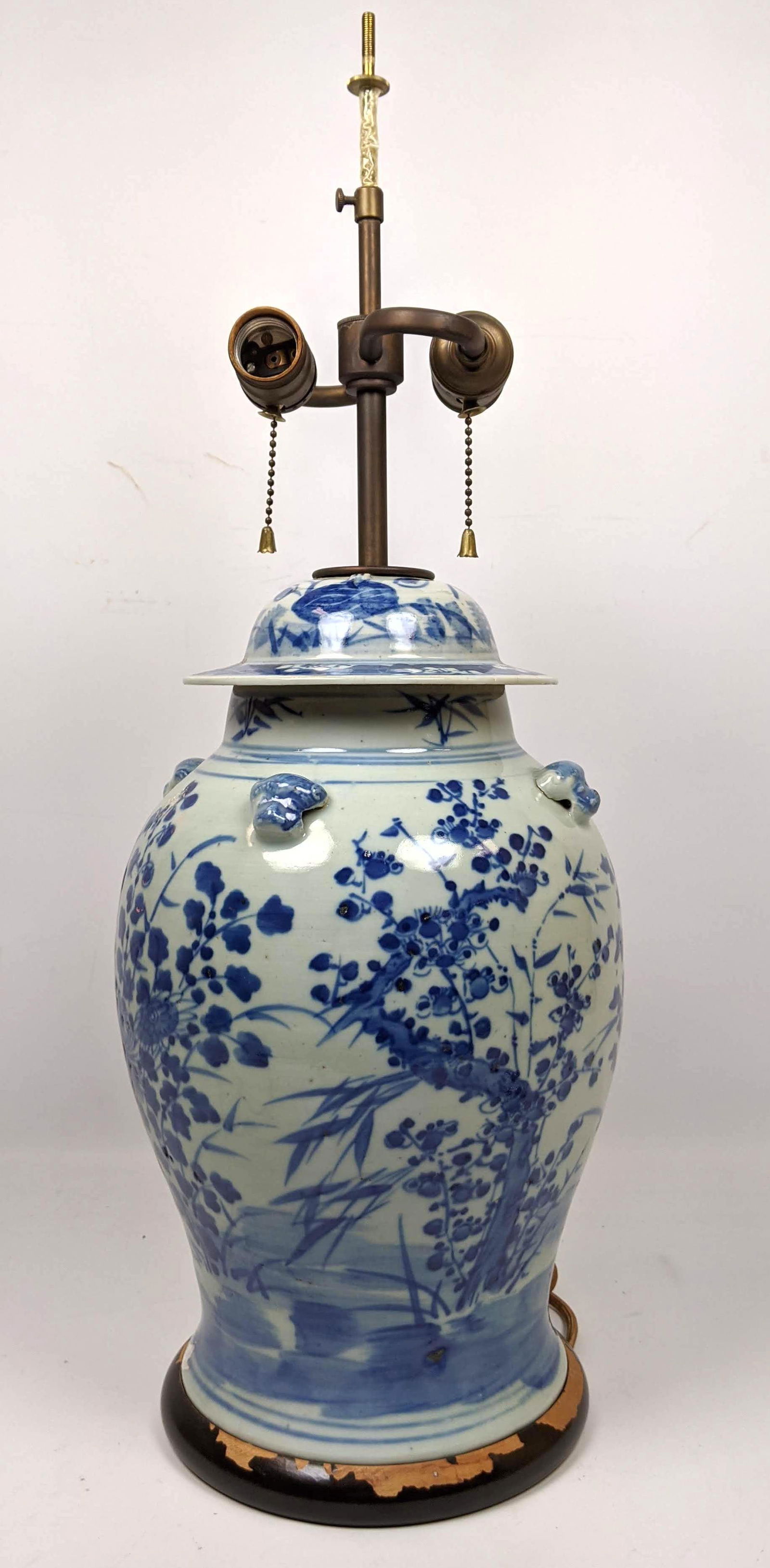 Blue and White Chinese Lidded Urn Mounted as a Lamp. Fl (1 of 13)